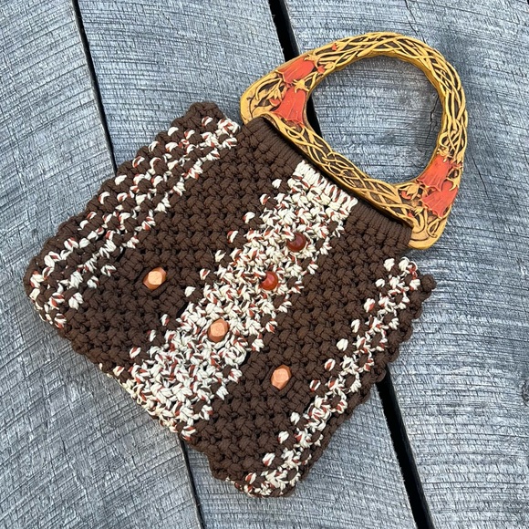 Vintage 70s Crochet Hobo Bag - Picture 2 of 3